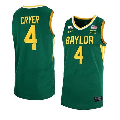 Lj Cryer Anthracite Jersey #4 Baylor Bears College Basketball Jerseys Green