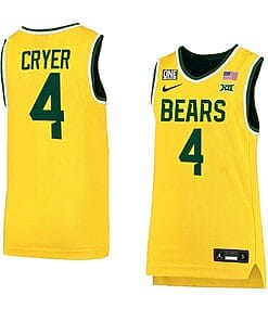 Lj Cryer Anthracite Jersey #4 Baylor Bears College Basketball Jerseys Yellow