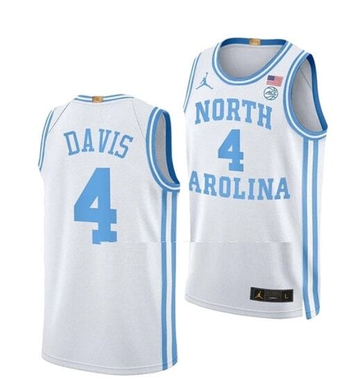 RJ Davis Jersey #4 North Carolina Tar Heels College Basketball Jerseys White Elite