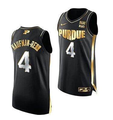 Men's #4 Trey Kaufman Renn Jersey Purdue Boilermakers College Basketball Jerseys Black Golden