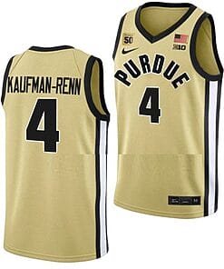 Men's #4 Trey Kaufman Renn Jersey Purdue Boilermakers College Basketball Jerseys Gold