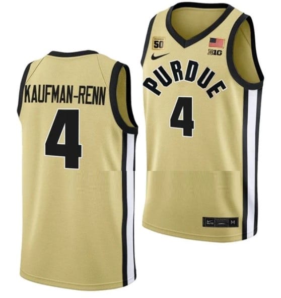 Men's #4 Trey Kaufman Renn Jersey Purdue Boilermakers College Basketball Jerseys Gold