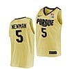 Men's #5 Brandon Newman Jersey Purdue Boilermakers College Basketball Jerseys Gold 2022