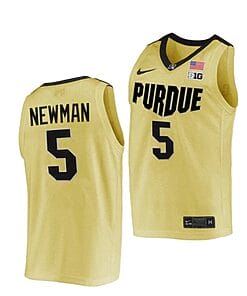 Men's #5 Brandon Newman Jersey Purdue Boilermakers College Basketball Jerseys Gold 2022
