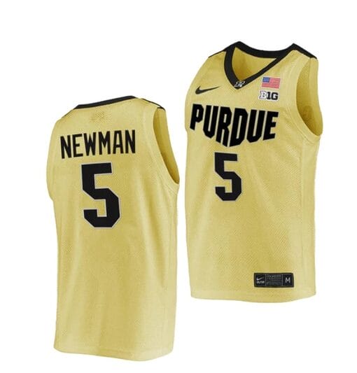Men's #5 Brandon Newman Jersey Purdue Boilermakers College Basketball Jerseys Gold 2022