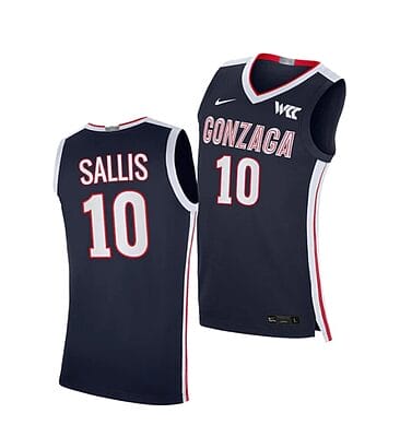 Hunter Sallis Jersey #5 Gonzaga Bulldogs College Basketball Jerseys Navy