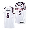 Hunter Sallis Jersey #5 Gonzaga Bulldogs College Basketball Jerseys White