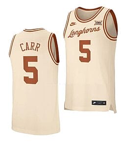 Marcus Carr Jersey #5 Texas Longhorns College Basketball Jerseys Cream