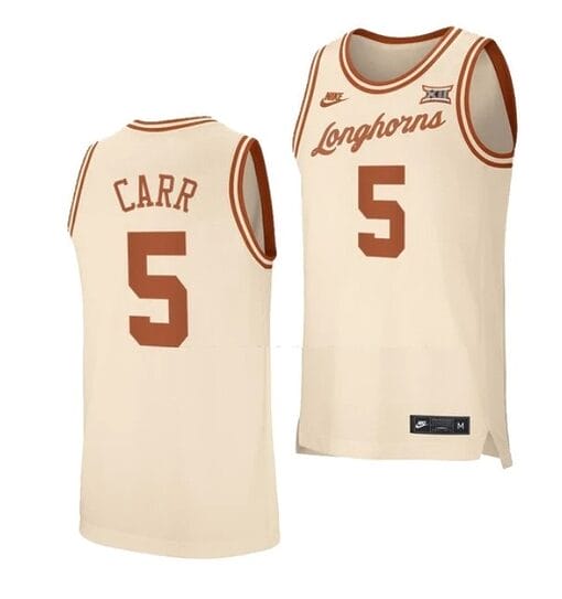 Marcus Carr Jersey #5 Texas Longhorns College Basketball Jerseys Cream