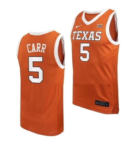 Marcus Carr Jersey #5 Texas Longhorns College Basketball Jerseys Orange