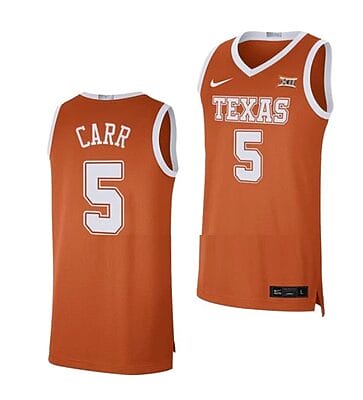 Marcus Carr Jersey #5 Texas Longhorns College Basketball Jerseys Orange Limited