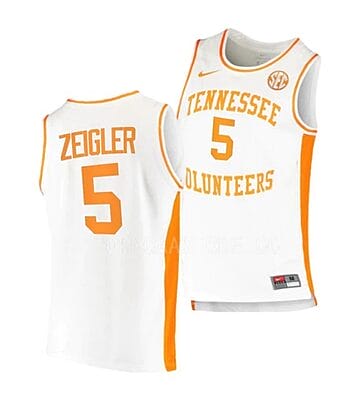 Zakai Zeigler Jersey #5 Tennessee Volunteers College Basketball Jerseys White
