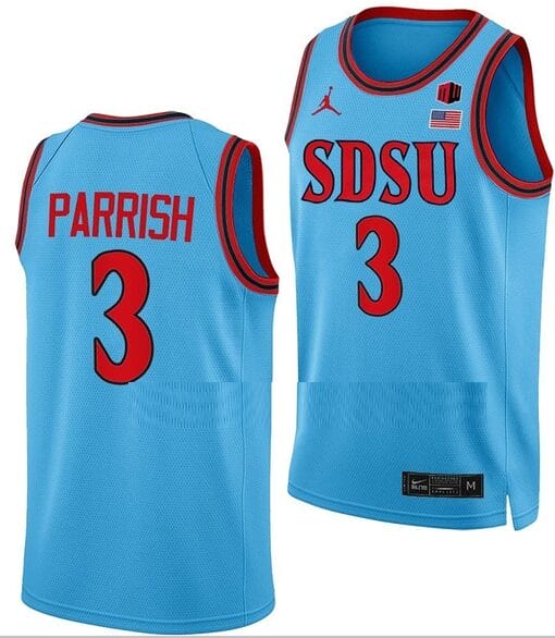 Micah Parrish Jersey #3 San Diego State Aztecs College Basketball Blue Alternate