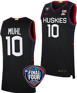 Nika Muhl Jersey #10 UConn Huskies Basketball 2024 NCAA March Madness Final Four Black