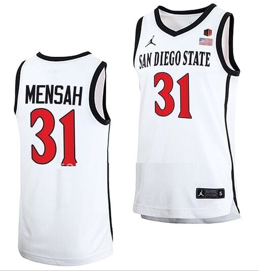 Nathan Mensah Jersey #31 San Diego State Aztecs College Basketball Home White