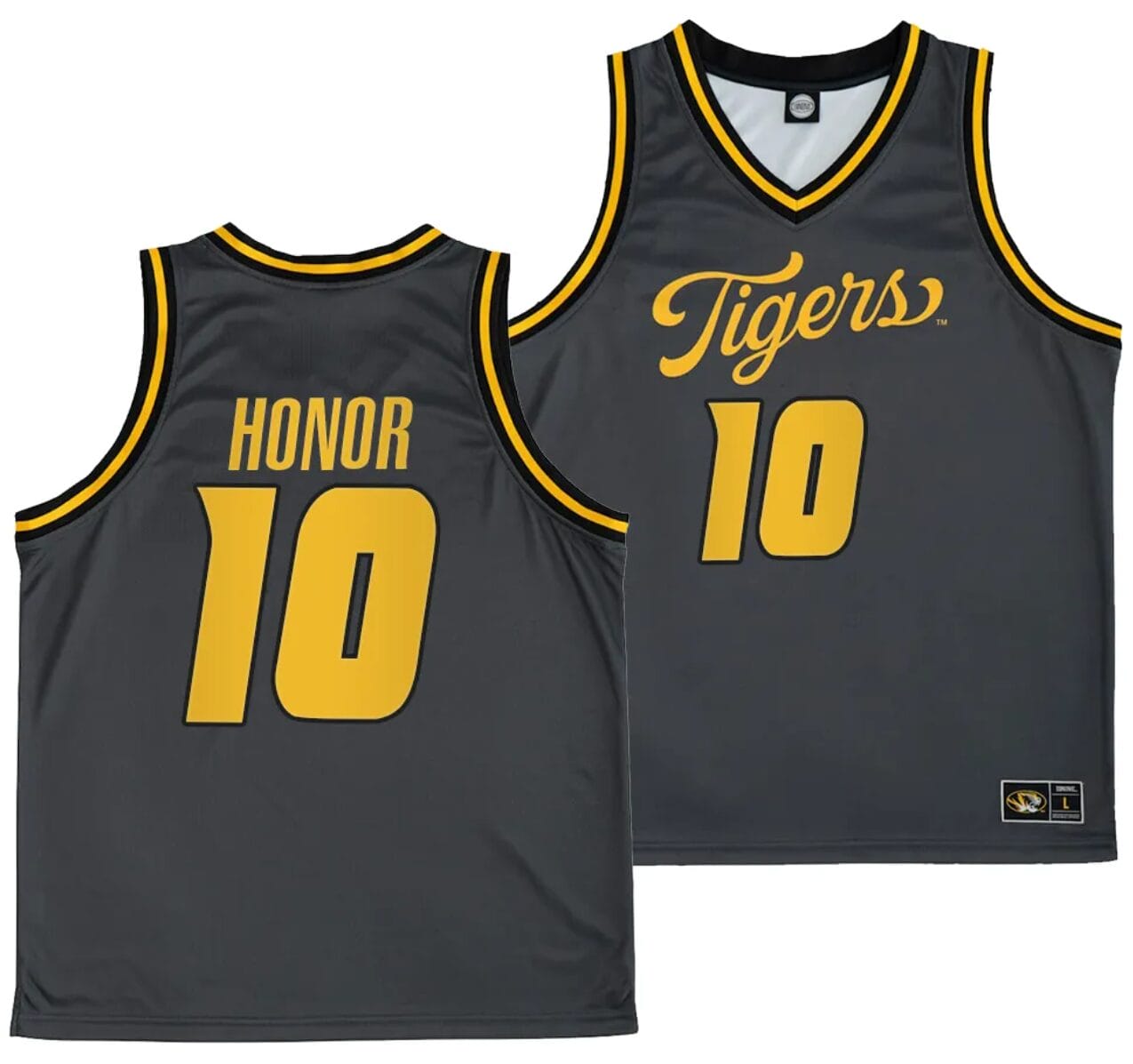 Nick Honor Jersey #10 Missouri Tigers Anthracite Alternate Script College Basketball