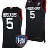 Paige Bueckers Jersey #5 UConn Huskies Basketball 2024 NCAA March Madness Final Four Black