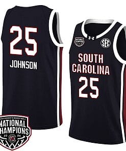 Raven Johnson Jersey #25 South Carolina Gamecocks 2024 NCAA Basketball National Champions Black