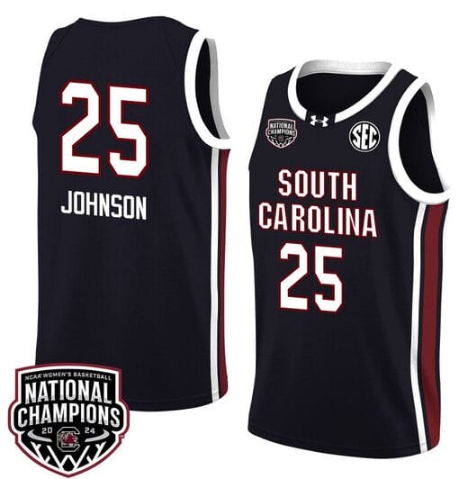 Raven Johnson Jersey #25 South Carolina Gamecocks 2024 NCAA Basketball National Champions Black