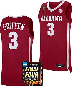 Rylan Griffe Jersey #3 Alabama Crimson Tide 2024 NCAA March Madness Final Four Basketball Crimson