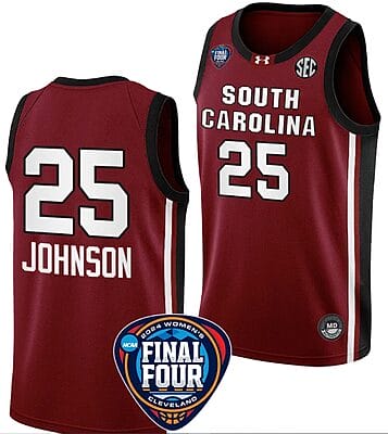 Raven Johnson Jersey #25 South Carolina Gamecocks Basketball 2024 NCAA March Madness Final Four Garnet