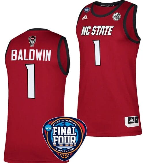 River Baldwin Jersey #1 NC State Wolfpack Basketball 2024 NCAA March Madness Final Four Red