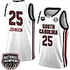 Raven Johnson Jersey #25 South Carolina Gamecocks 2024 NCAA Basketball National Champions White Red