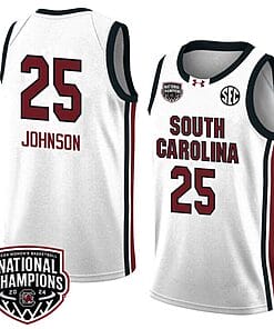 Raven Johnson Jersey #25 South Carolina Gamecocks 2024 NCAA Basketball National Champions White Red