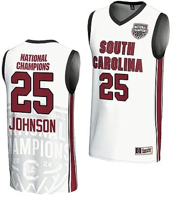Raven Johnson Jersey #25 South Carolina Gamecocks 2024 NCAA Basketball National Champions White