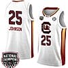 Raven Johnson Jersey #25 South Carolina Gamecocks 2024 NCAA Basketball National Champions White Yellow