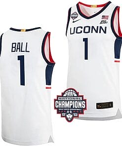 Solomon Ball Jersey #1 UConn Huskies 2024 NCAA Basketball National Champions White Elite