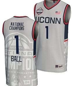 Solomon Ball Jersey #1 UConn Huskies 2024 NCAA Basketball National Champions Lightweight Gray