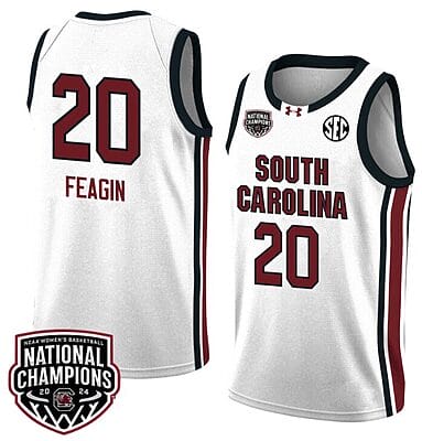 Sania Feagin Jersey #20 South Carolina Gamecocks 2024 NCAA Basketball National Champions White Red