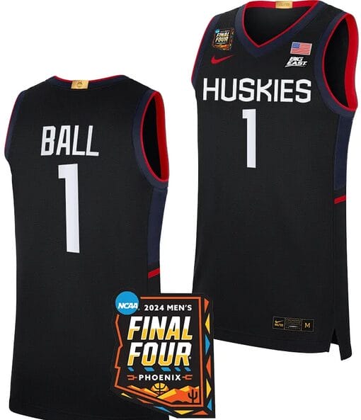 Solomon Ball Jersey #1 UConn Huskies Basketball 2024 NCAA March Madness Final Four Navy