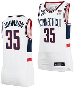 Samson Johnson Jersey UConn Huskies College Basketball Alumni White #35