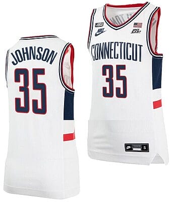Samson Johnson Jersey UConn Huskies College Basketball Alumni White #35