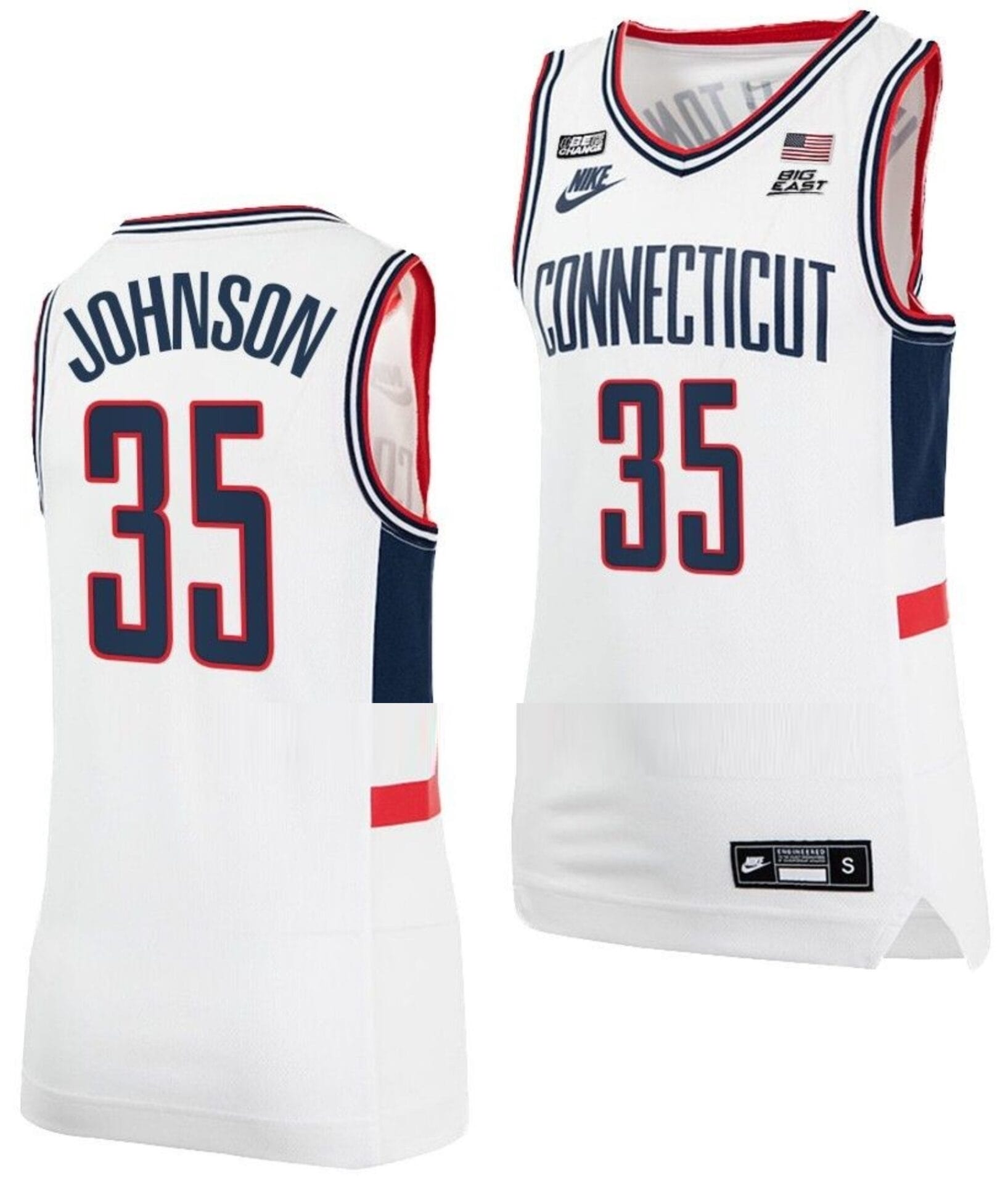 Samson Johnson Jersey UConn Huskies College Basketball Alumni White #35