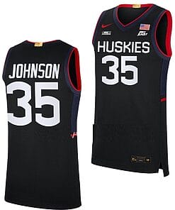 Samson Johnson Jersey UConn Huskies College Basketball Limited Black #35