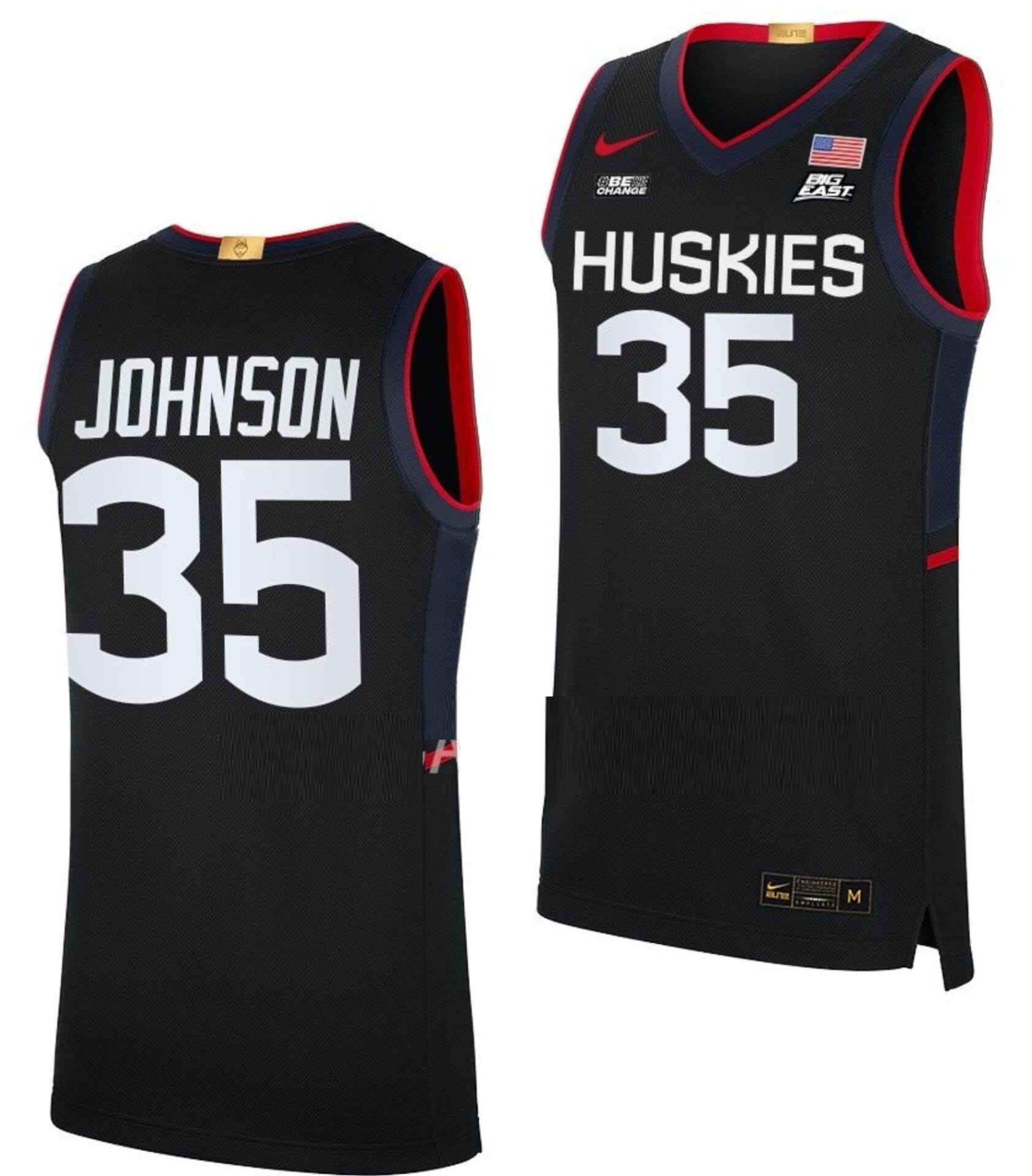 Samson Johnson Jersey UConn Huskies College Basketball Limited Black #35