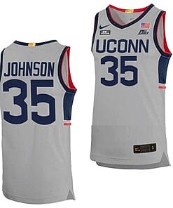 Samson Johnson Jersey UConn Huskies College Basketball Limited Gray #35
