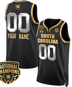 Custom South Carolina Gamecocks Basketball Jersey Name and Number 2024 National Champions All Stitched Black Gold