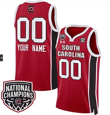 Custom South Carolina Gamecocks Basketball Jersey Name and Number 2024 National Champions All Stitched Red