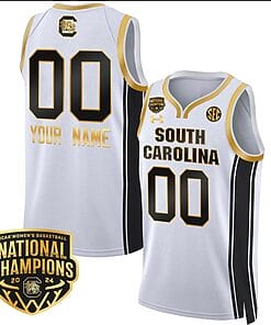 Custom South Carolina Gamecocks Basketball Jersey Name and Number 2024 National Champions All Stitched White Gold