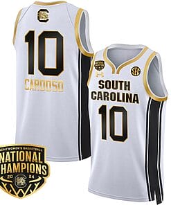 Kamilla Cardoso Jersey #10 South Carolina Gamecocks Basketball 2024 National Champions All Stitched White Gold