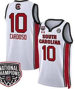 Kamilla Cardoso Jersey #10 South Carolina Gamecocks Basketball 2024 National Champions All Stitched White