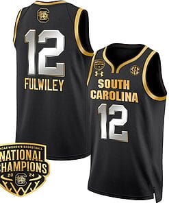 MiLaysia Fulwiley Jersey #12 South Carolina Gamecocks Basketball 2024 National Champions All Stitched Black Gold