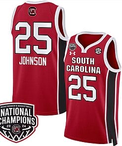 Raven Johnson Jersey #25 South Carolina Gamecocks Basketball 2024 National Champions All Stitched Red