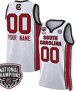 Custom South Carolina Gamecocks Basketball Jersey Name and Number 2024 National Champions All Stitched White