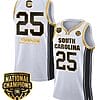 Raven Johnson Jersey #25 South Carolina Gamecocks Basketball 2024 National Champions All Stitched White Gold