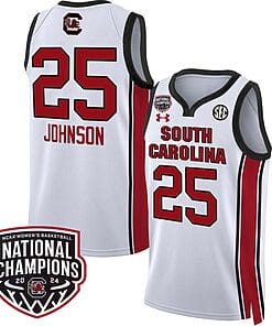 Raven Johnson Jersey #25 South Carolina Gamecocks Basketball 2024 National Champions All Stitched White